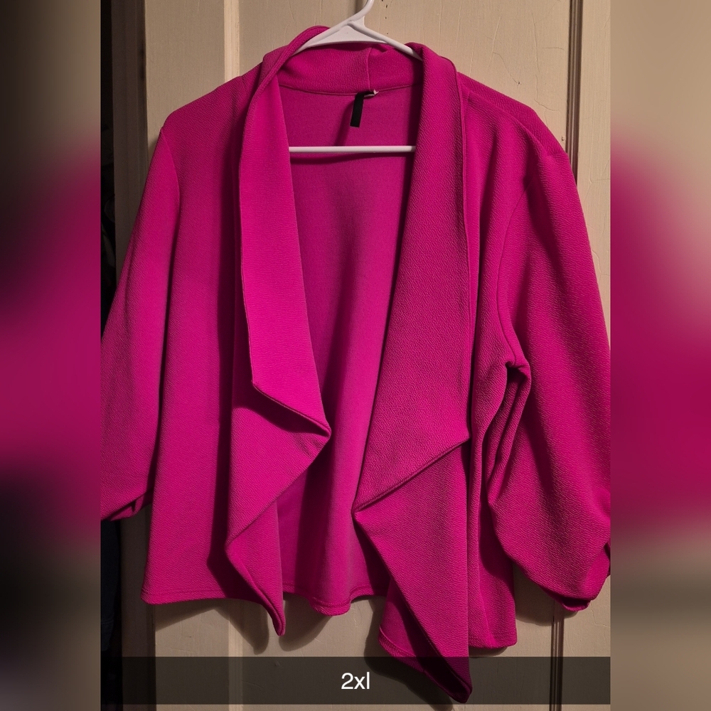 Women's Pink Open Front Sweater